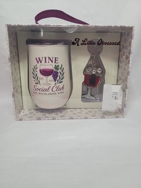 Wine Social Club Insulated Tumbler Gift Set - Cream & Purple